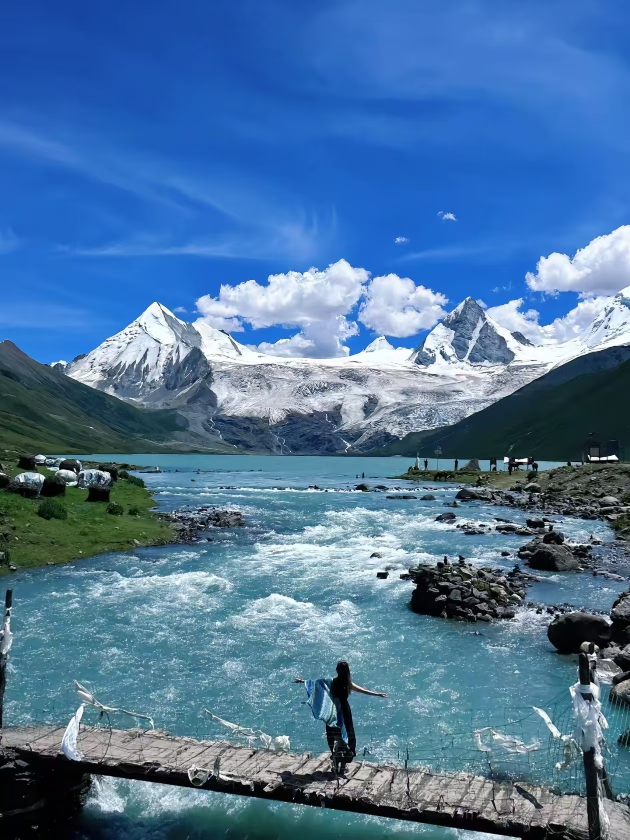 Tibet mountain river turquoise glacial water