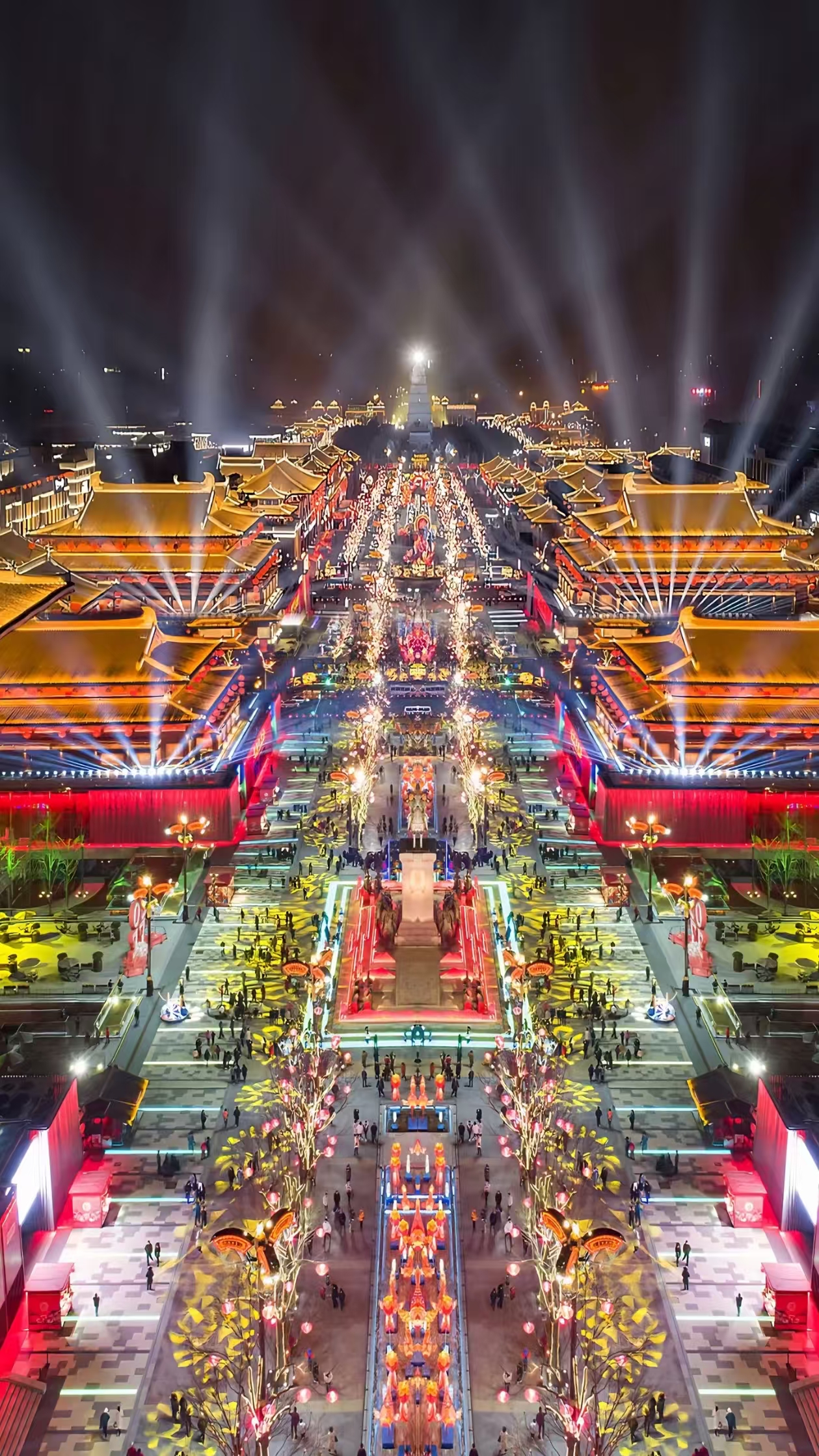 Xi'an Tang Paradise night light show aerial